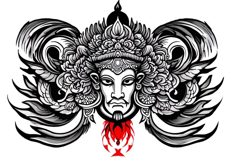 Arm Band Tatoo Design With Thaiyam Head Red Color In The Center