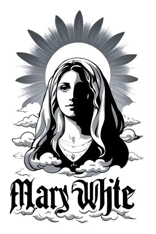 The Name Mary White Clouds Surrounding And A Sun In The Back Ground With No Lady