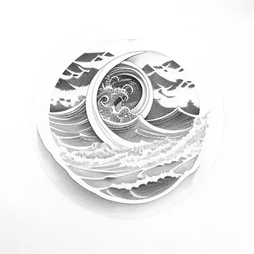 A Mesmerizing Ocean Wave Crashing Against A Rocky Shoreline With A Full Moon Shining Above