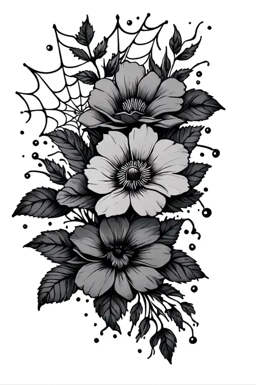 Filler Floral Design With Spider Webs