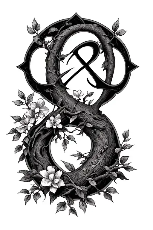 Alpha And Omega Symbol And Dogwood Tree