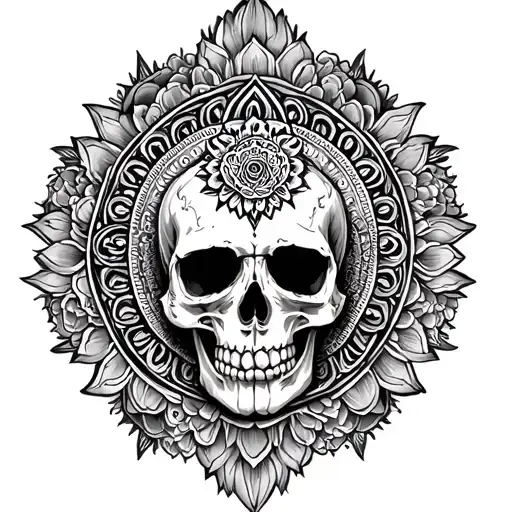 Mandala And Skull Surrounded