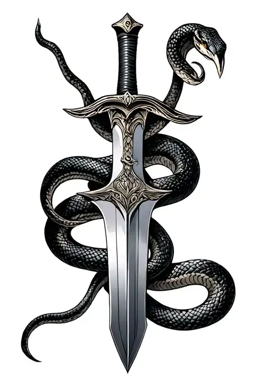 A Knife Or Sword Of Some Kind With A Snake Wrapped Around It