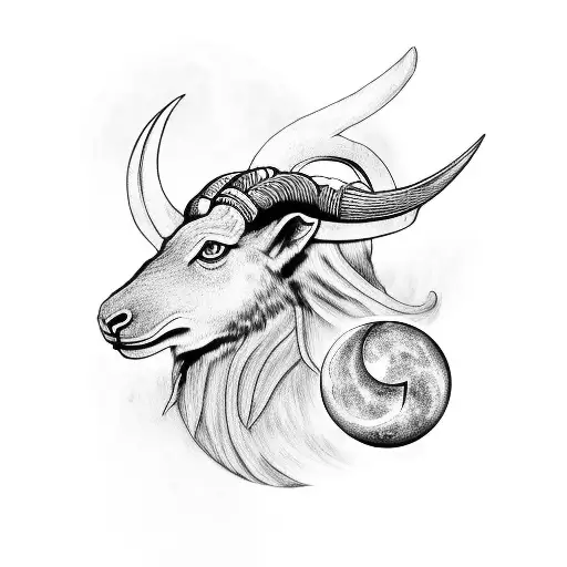 Luna Con Los Signos Aries Y Capricornio Colgando