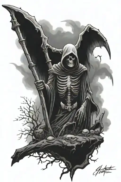 Grave Yard With Grim Reaper