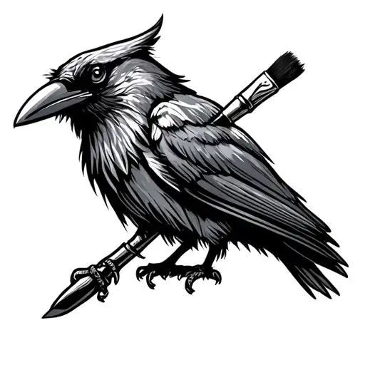Evil Crow Holding A Paintbrush
