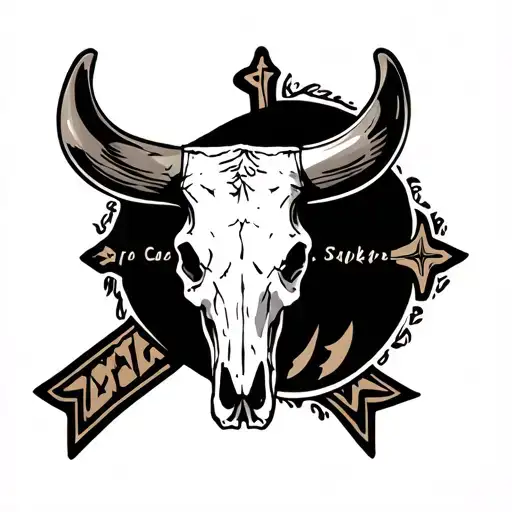 Western Crosss With Cow Skull Arm Sleeve