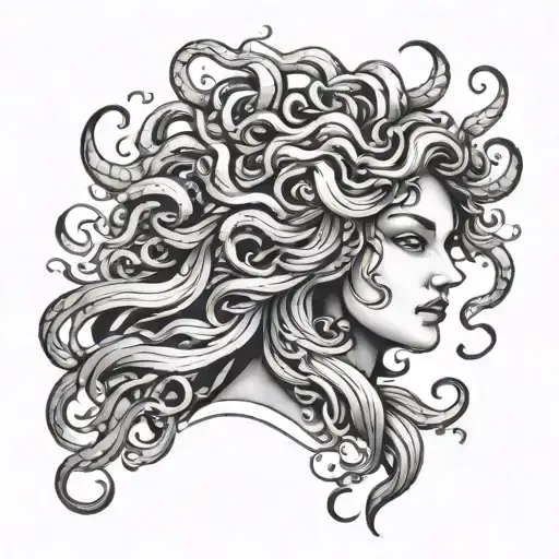 Medusa Head With Phoenix Rising From The Ashes