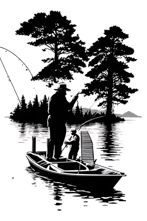 Fishing Off A Boat And Dock With Grandpa Memorial