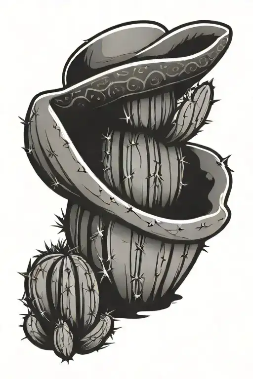 Cactus Growing In A Pot Wearing A Single Sombrero De Paja