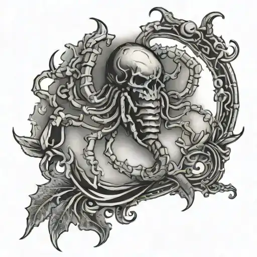 A Black And Grey Portrait Of A Vintage Wall With Hidden Scorpio Symbols