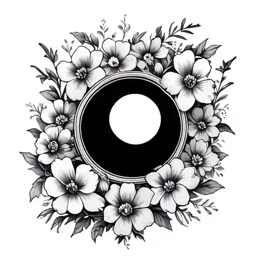Circle Picture Frame With Flowers In It