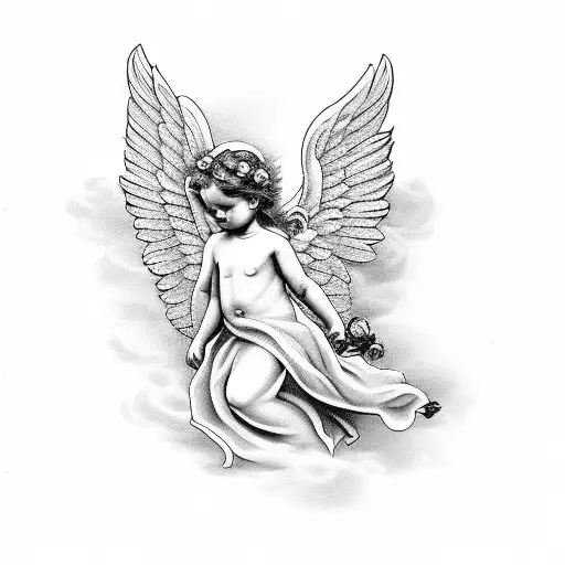 Cherub Angel With Roses
