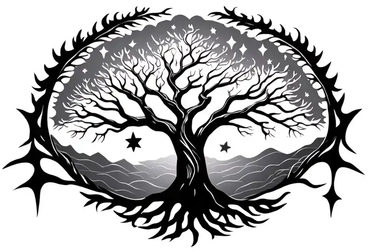 Tree Of Life And Stars Representing The Client's