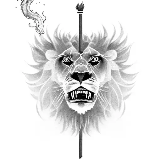 A Majestic Roaring Lion Surrounded By Incense Smoke