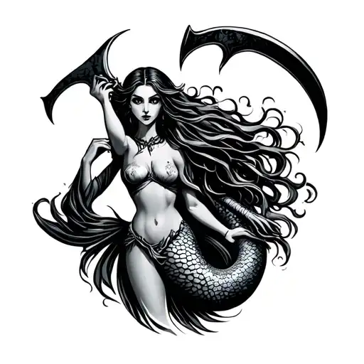 Evil Mermaid Holding Scythe