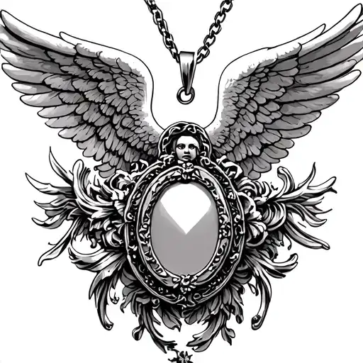 Cherub Angel Locket With M And B