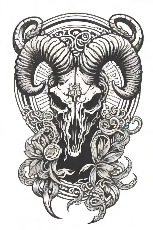 Ram Skull Money Sign Intertwined