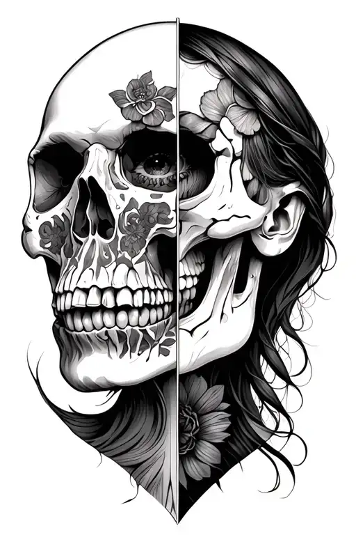 Cross Section Woman And Skull