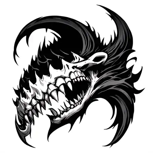 Black Work Demonic Jaw On Elbow Dark Abstract