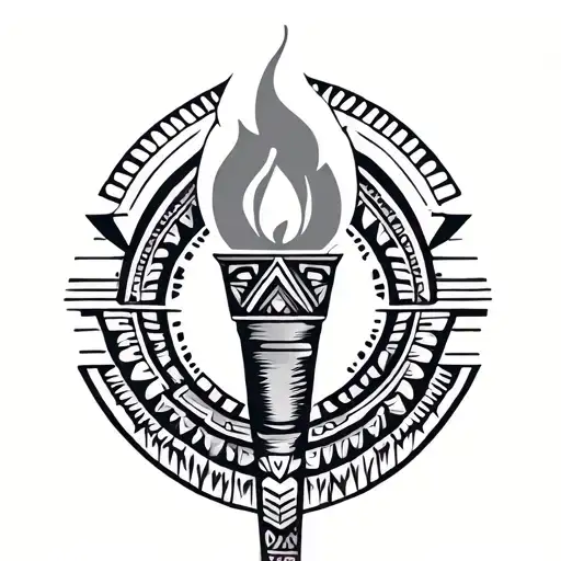 Minimalist Torch With Aztec Pattern