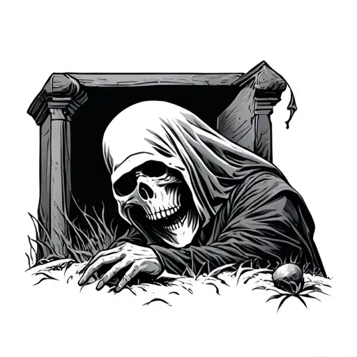 Grim Reaper Over Grave