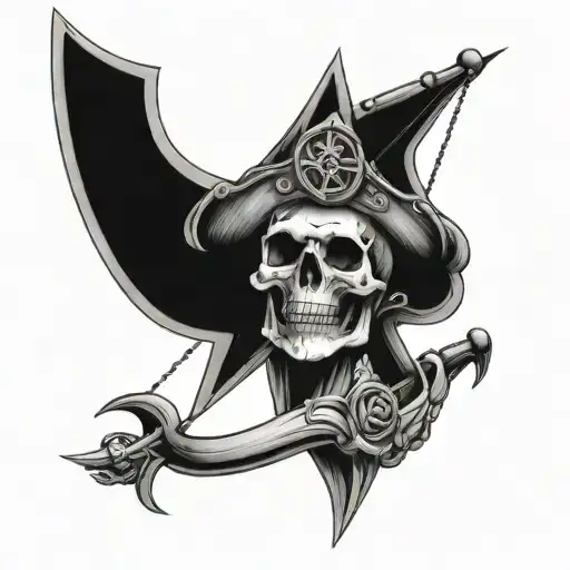 Skull Ship Rudder Rose