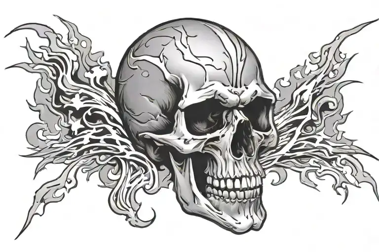 Skull With Long Flame Trail Behind It