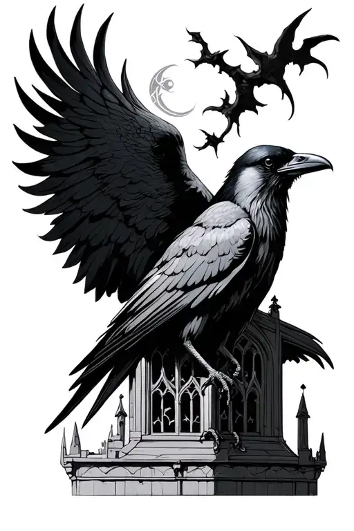 Gothic Crow And Cathedral Sleeve