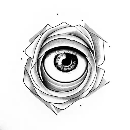 Eye Above A Mechanical Pocket Watch And Rose