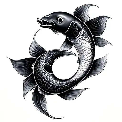 Small Koi Fish Ying Yang Couples Tatoo
