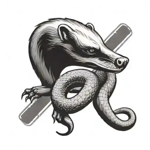Honey Badger And A Snake