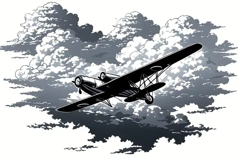 Glider Airplane In Clouds