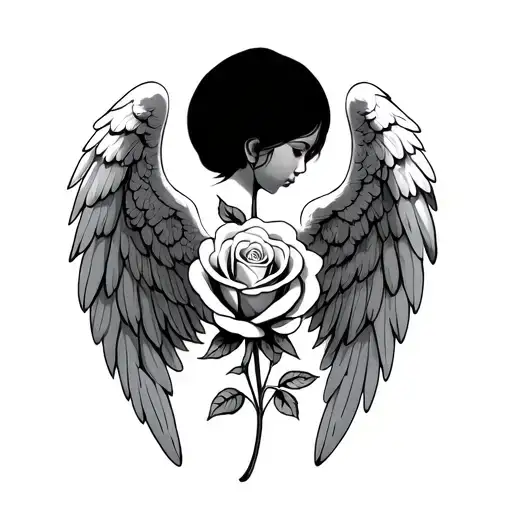 Rose Angel Wings Family Happiness Future