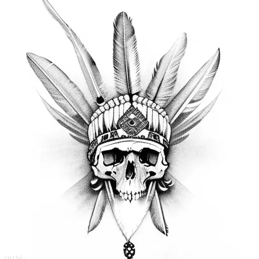 Indian Feathers With Skulls