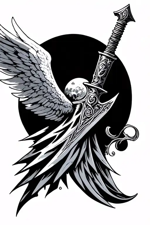 Outer World Blade With Angel Wing On Left Side