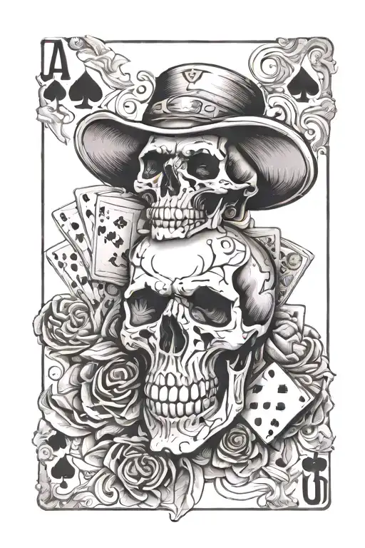 Poker Cards And Skull