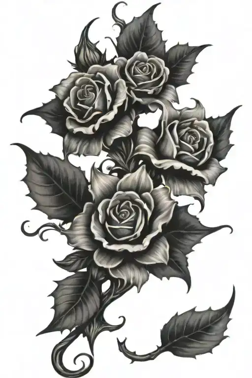 Thorn Vine Wrapped With Flowers Growing