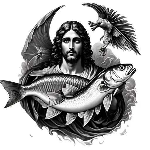 Saint Raphael With Fish Realism Style