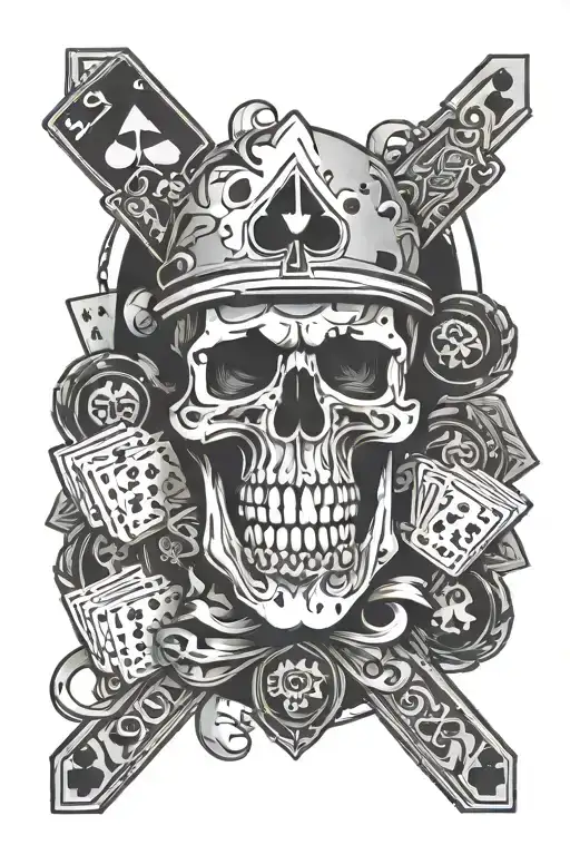 Poker Cards And Skull Inside
