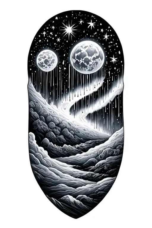 Parallel Universe With Rain And Stars Falling