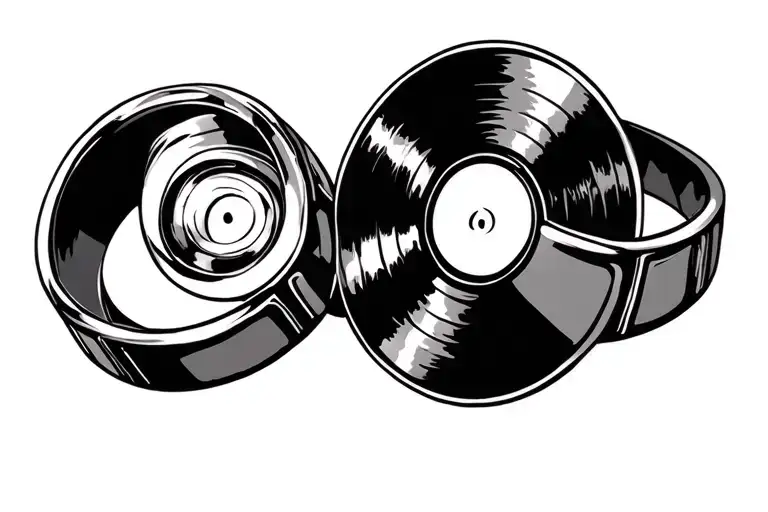 Three Rings With A Record In The Middle Ring