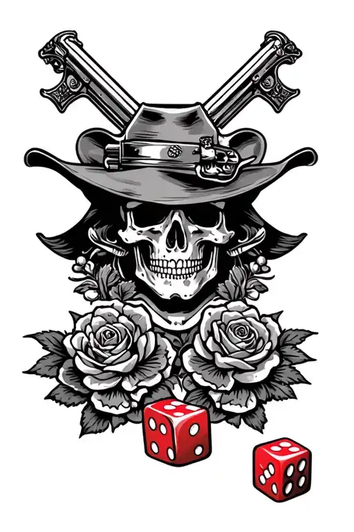 Old Western Gambling With Dice And Guns N Roses