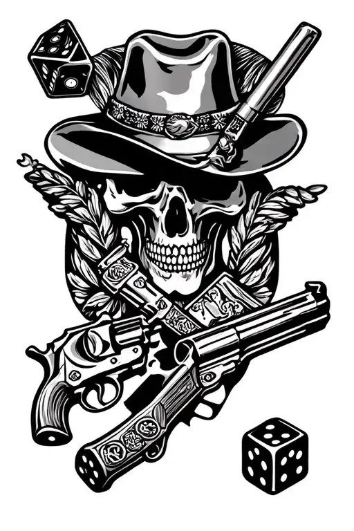 Sleeve Old Western Gambling With Dice And Guns