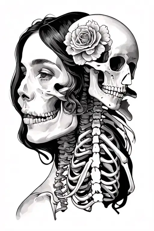Cross Section Woman And Skeleton