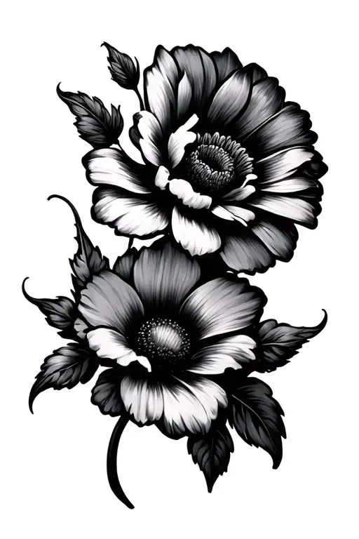 Black And Grey Flowers