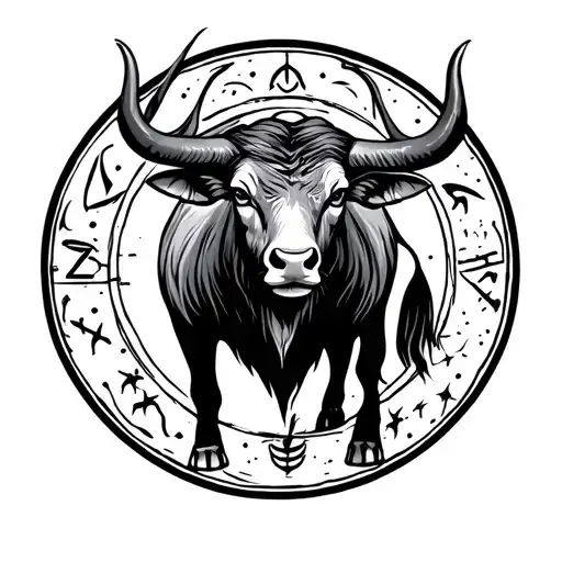 Zodiac Sign Taurus Animal With Circle