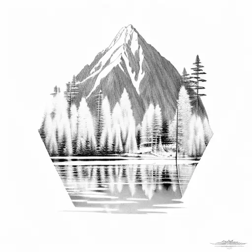 A Serene Forest Reflected In The Crystal-clear Waters Of A Mountain Lake