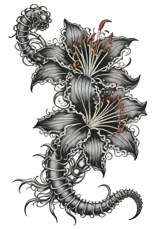 Red Spider Lily Flower And Centipede Wrapped