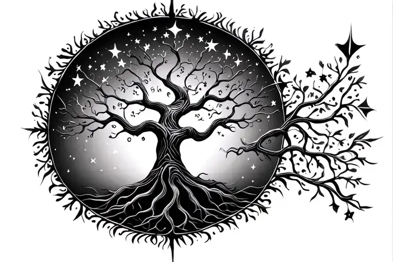 Tree Of Life And Stars Representing The Client's Passion